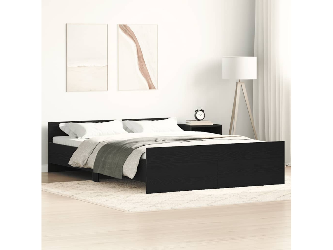 Vidaxl Estrutura De Cama Sem Colchão, Carvalho Preto, 140x200 Cm, Madeira Engenheirada