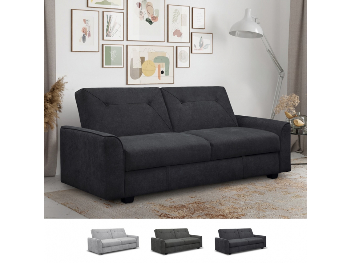 Sofácama de 3 lugares com design moderno clic clac em camurça Verto