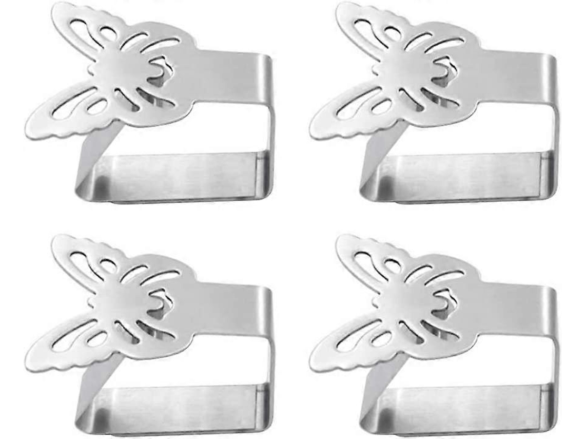 4 Clips de Mantel de Acero Inoxidable Anti óxido Con Diseño de Mariposa para Mesa, Plata, 6.5*5 Cm, Duradero Y Resistente Al Viento
