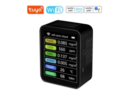 Detector De Co2 Tuya Wifi 6 Em 1, Medidor De Dióxido De Carbono, Ch2o, Tvoc, Gás, Temperatura E Umidade, Monitor Inteligente Da Qualidade Do Ar Com Ap