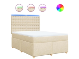 Box Spring Bed, Box Spring Beds Vidaxl Creme Tecido (140 X 190 Cm)