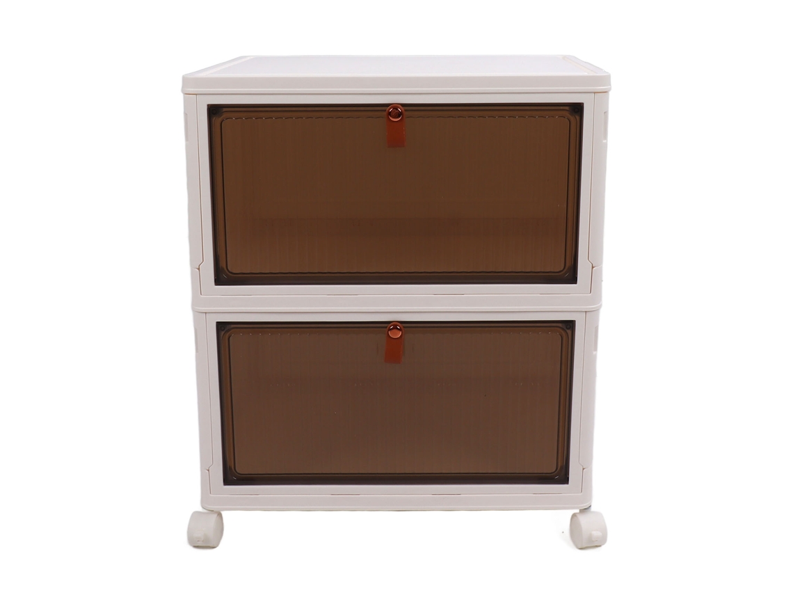 Caixas de armazenamento empilháveis com tampa, plástico, para sala, quarto, 2 camadas S/MARCA