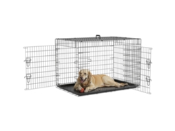 Gaiola Dobrável para Cães, 2 Portas, Bandeja Removível, Alça, 121x76,5x81 cm Preto S/MARCA