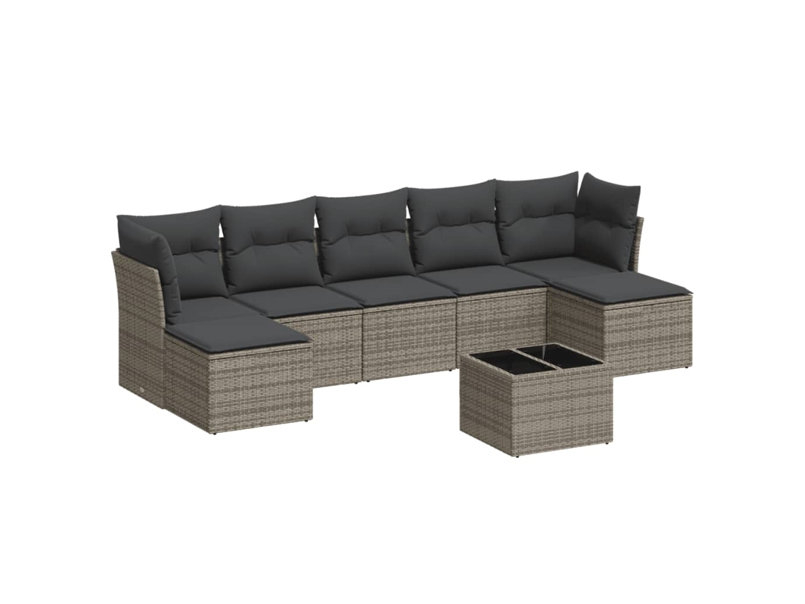 Conjunto de 8 Sofás de Jardim com Almofadões Vime Pe Cinzento MAISON EXCLUSIVE (8 pcs)