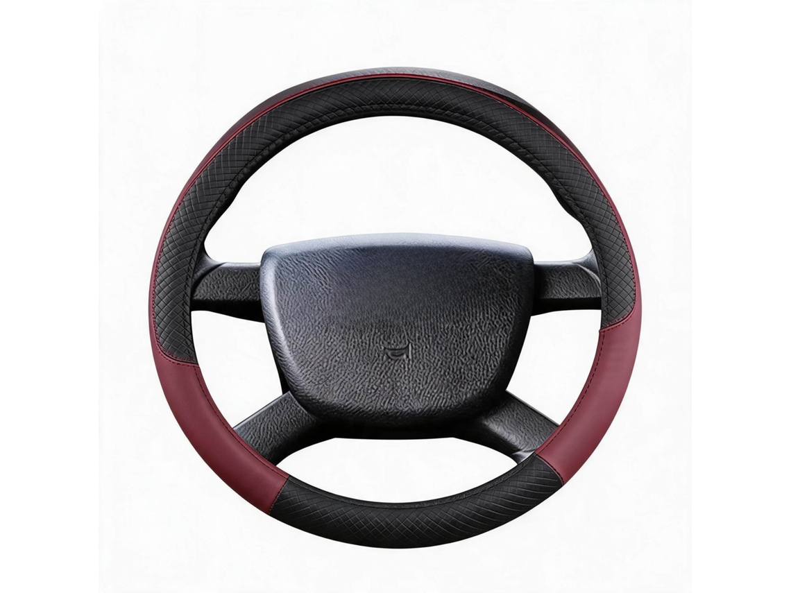 Capa Universal para Volante de Carro HENTEN HOME para Diâmetro de 38 Cm Material de Couro Respirável (vinho Tinto)