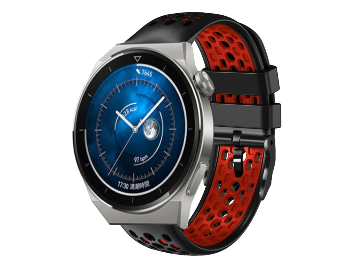 Bracelete de Smartwatch para Huawei Watch GT3 Pro 46mm 22mm de silicone respirável de duas cores (preto + vermelho)