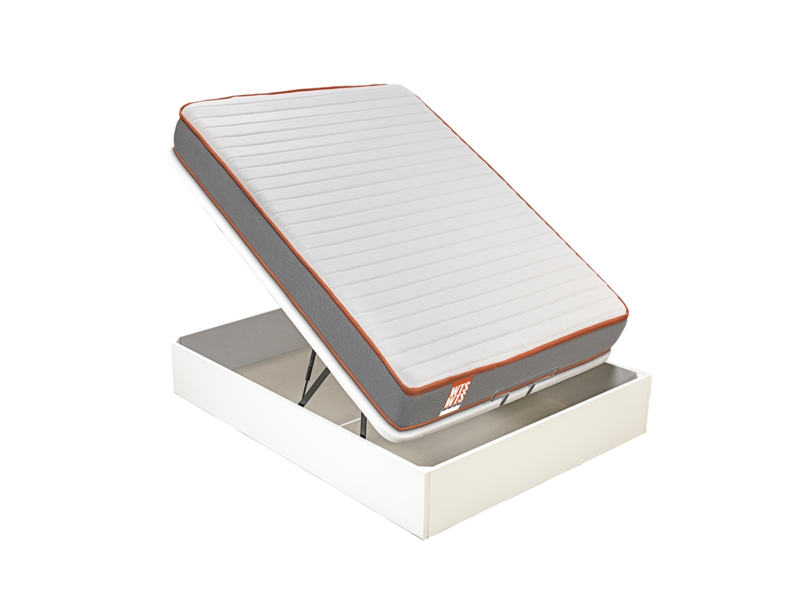 Pack WHAT THE SLEEP Sommier Branco + Colchão Espuma Rap (105 x 190 - 54 Cm de Altura)