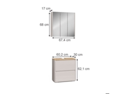 Móvel de Arrumação VICCO 2 Caixas com 2 Portas Preto e branco 140 cm