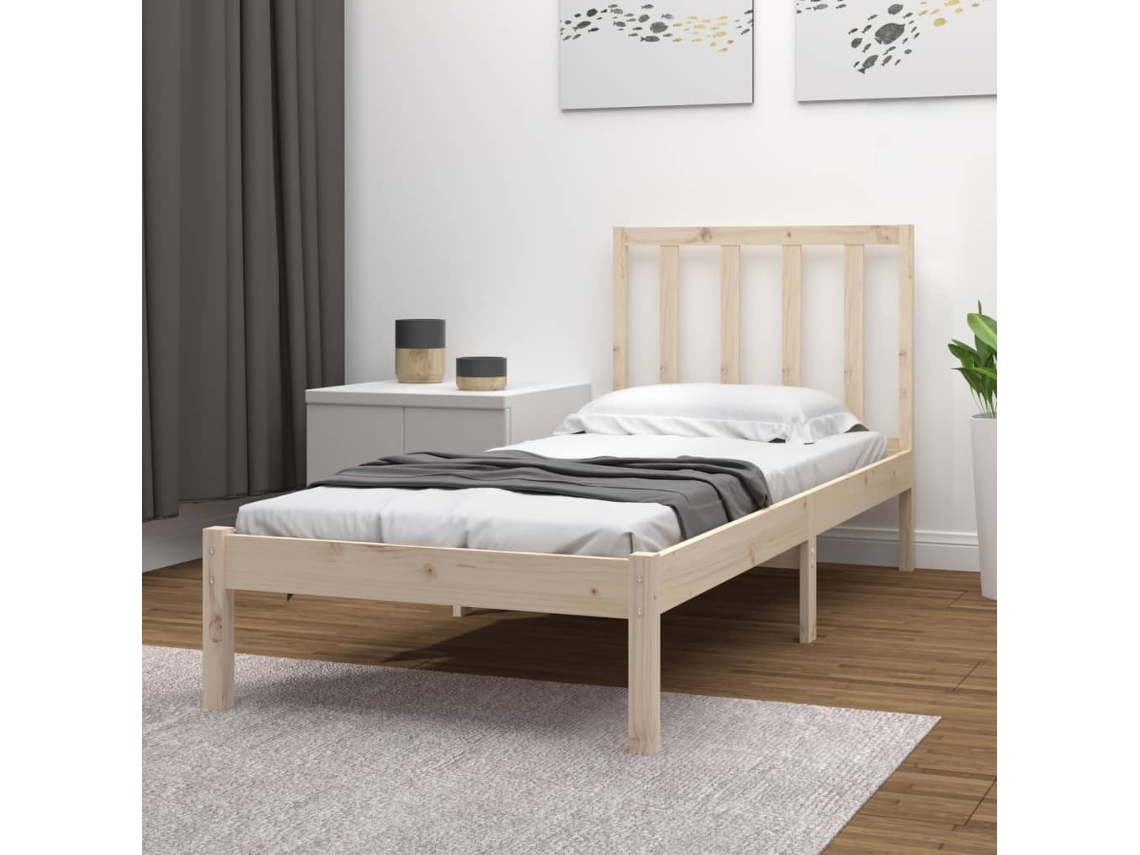 Vidaxl Cama Sem Colchão 75x190 Cm Madeira De Pinho Maciça