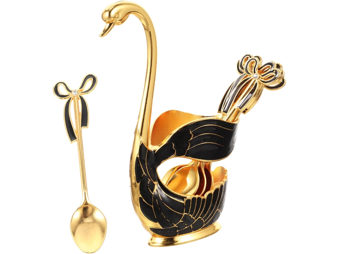 Conjunto De 1 De Colheres De Sobremesa Com Suporte, Ideal Para Bolos E Decoração Em Casa