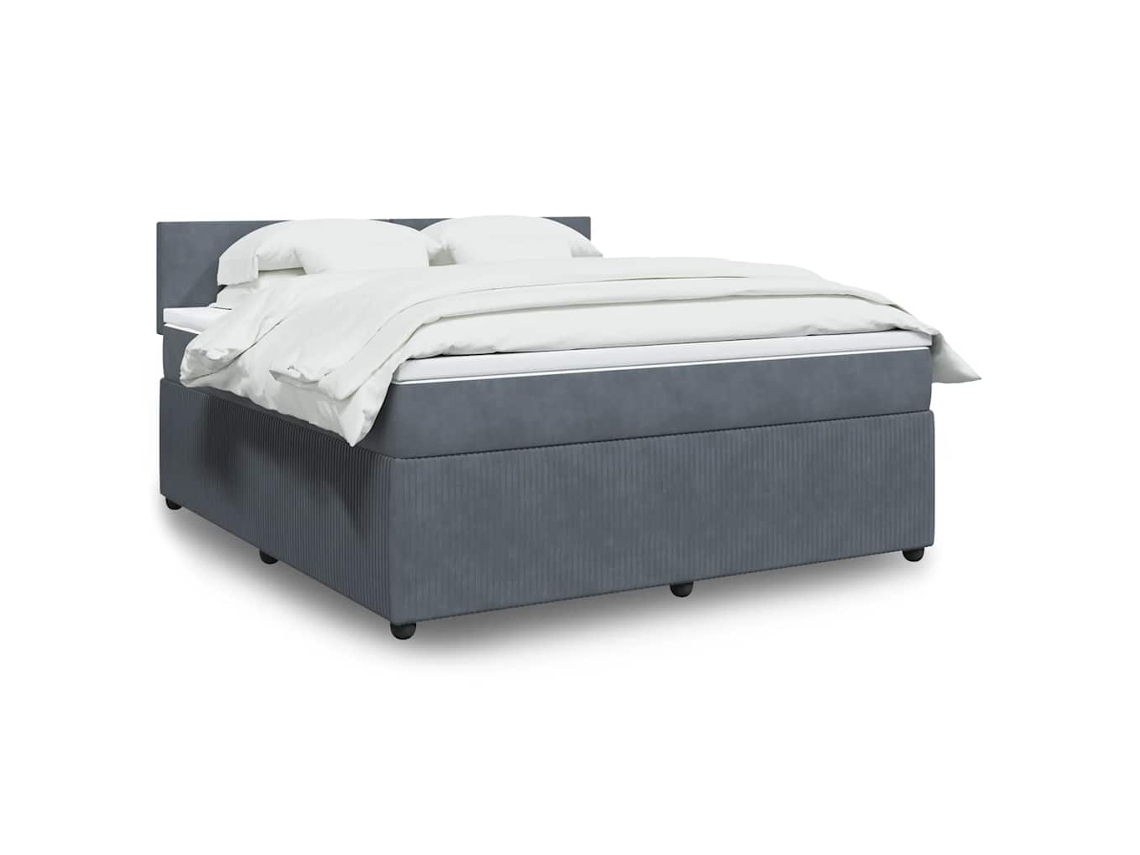 Vidaxl Cama Com Molas/colchão 180x200 Cm Veludo Cinzento-escuro