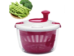 Centrífuga De Salada Grande De 5 Litros Com Sistema De Trava Dupla Segura E Drenagem Para Alface, Legumes E Frutas.