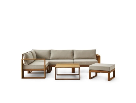 Móveis de jardim em madeira de acácia com almofadas cinza - BOCARNEA - 6 pessoas - LEVATA