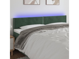Cabecero con luces LED, terciopelo, 200x5x78/88cm, verde oscuro