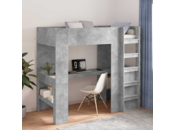 Vidaxl Estrutura de Cama Loft com Mesa Cinzento 80 X 200 Cm