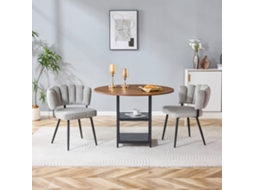 Conjunto Mesa Nogueira 107cm 2 Níveis 2 Cadeiras Cinza Flor Texturizado