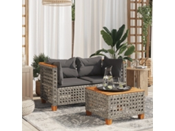 Vidaxl Sofás De Canto P/ Jardim C/ Almofadões 2 Pcs Vime Pe Cinzento