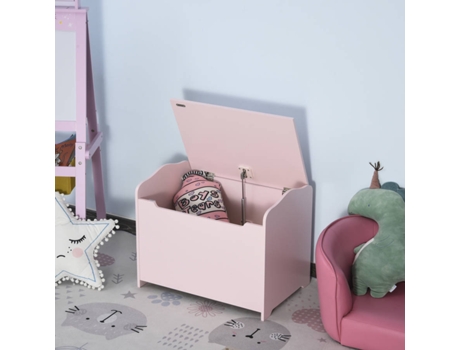 Caixa de armazenamento infantil HOMCOM Tipo baú Rosa (60x40x48 cm)