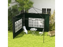 Conjunto de 2 Paredes Laterais para Tendas 3x3m e 3x6m com Janelas Transparentes 293x193cm Verde Escuro