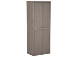 Vidaxl Móvel Arrumação Jardim 65x45x172 Cm Pp Aspeto Madeira Castanho