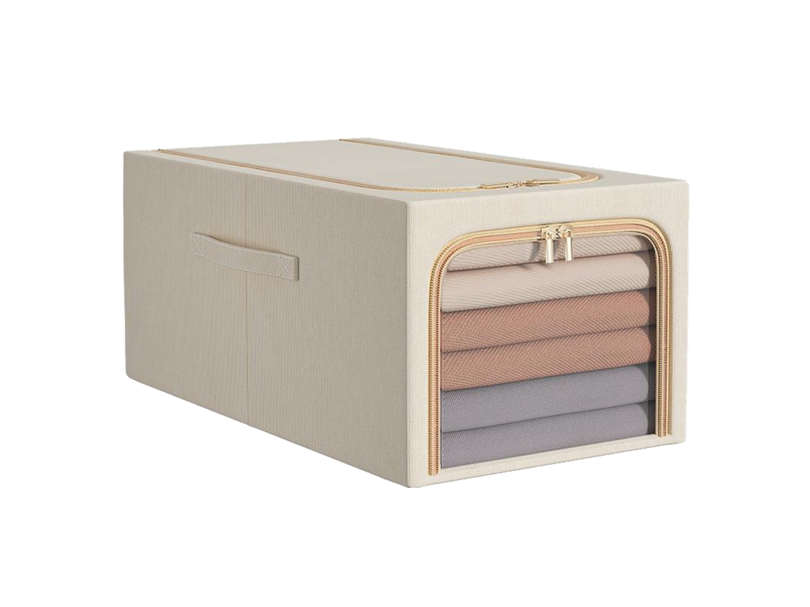 Caixa de Roupas 50l com Moldura de Metal Bege S/MARCA