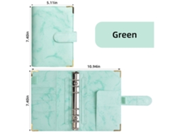 A6 Marble Pattern Ring Binder Budget Planner Notebook, Green