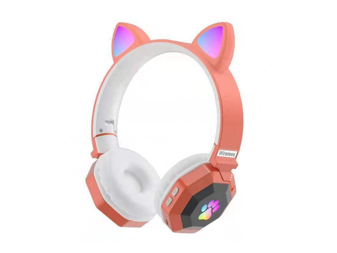 Auscultadores Bluetooth Sem Fio Cat Ear 5.0 Rgb Luminous Headphone Music Sports Gaming Earphone Children Gift Orange