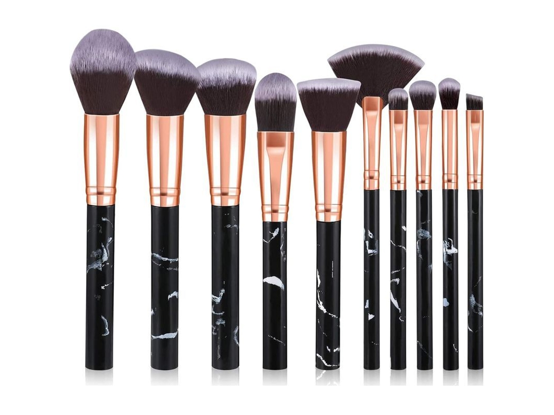 Conjunto De Pincéis De Maquiagem 10pcs Padrão Mármore Pincéis De Base Pó Blush Sombra De Olhos