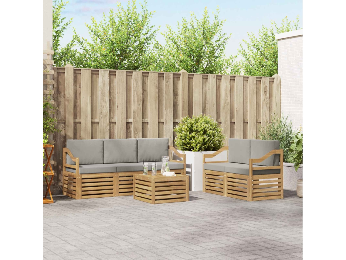 Vidaxl Conjunto De Sofás Para Exterior 6 Unid. Branco E Cinzento-claro