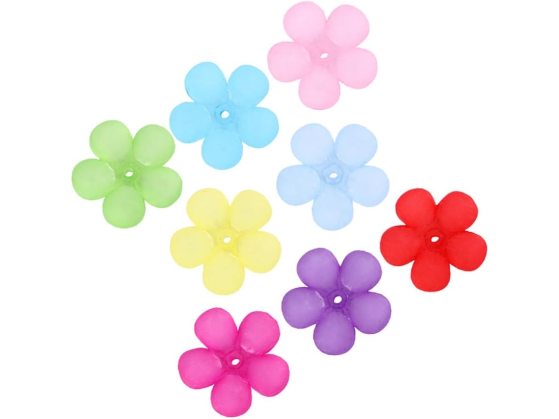 380 Contas de Acrílico em Formato Flor para Confecção Bijuterias, com Cores Duradouras e Formatos CHABERLU