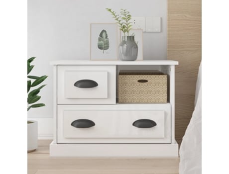 MAISON EXCLUSIVE Mesa de Cabeceira 60X39X45 cm Branco Brilhante