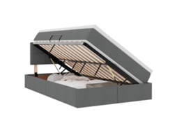 Vidaxl Cama Com Arrumação E Colchão Cinza Escuro 120 X 200 Cm