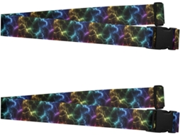 Conjunto De 2 Cintas Bagagem Pretas Coloridas Com Fivelas Ajustáveis Para Acessórios Viagem Criativos