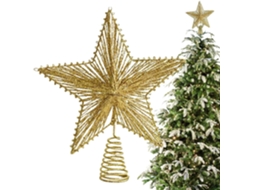 Estrela De Natal Para O Topo Da Árvore, Enfeite Com Lantejoulas, Estilo Rústico De Fazenda |