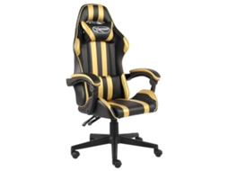 Vidaxl Cadeira Estilo Corrida Couro Artificial Preto E Dourado