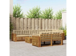 Vidaxl Conjunto De Sofás Para Exterior 9 Pcs Natural E Bege