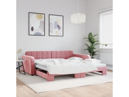 Vidaxl Sofá-cama Com Gavetão 100x200 Cm Veludo Rosa