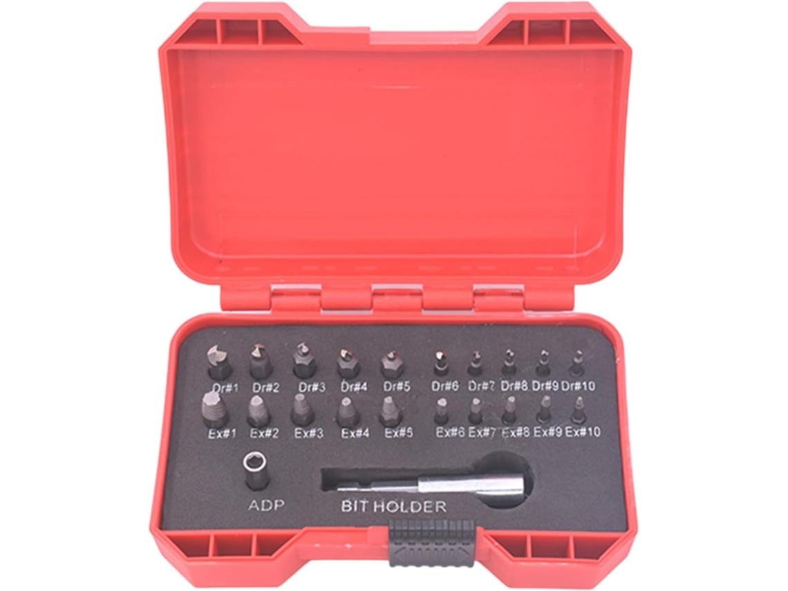 Conjunto De Extratores Parafusos – Profissional Brocas Extratoras Parafusos, 22 Ferramentas Com
