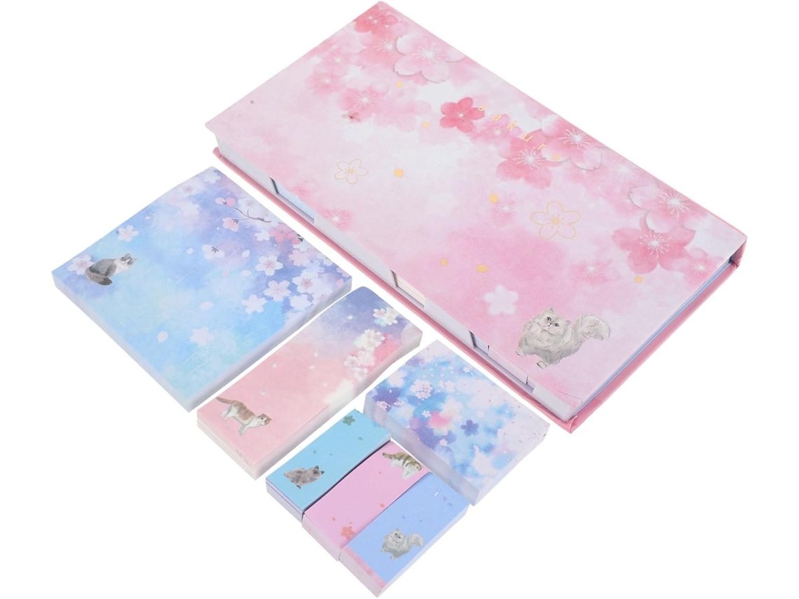 Bloc-notes Autocollant Chat Fleurs De Cerisier, Adesivo Removível Em Papel E Plástico, Para Revisão E Trabalho