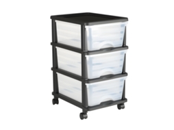 Gaveteiro de Armazenamento Plástico, Unidade com Rodas e 3 Gavetas Transparentes, Torre Organização para Suprimentos Documentos Escritório, Salas