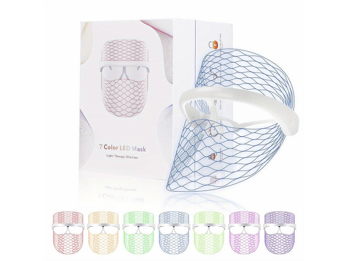 Terapia com Luz Vermelha e Azul para o Rosto, Máscara Facial de Led Luz, 7 Co Res Cuidados GOKOCO