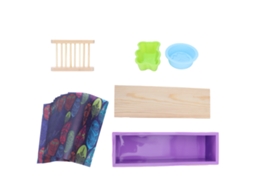 Conjunto De Molde Silicone Para Sabonete Faça Você Mesmo Com Caixa Madeira, Prateleira Sabonete, Papel Embrulho E Utensílios Confeitaria Rox
