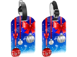 Conjunto De 2 Enfeites Natal Com Laço Vermelho Identificação Bagagem Viagem, Evitando A Perda De Malas E Bolsas