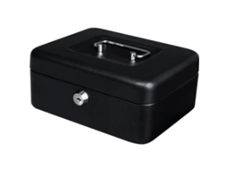 Caixa para Moedas e Mecanismo para Moedas Aço Lacado Preto Fechadura de Segurança com Chave 20 X 16 X 9 Cm YALE