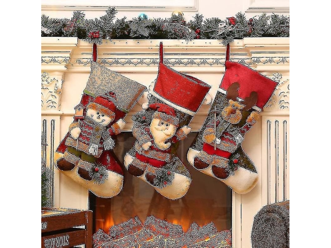 Gran Calcetín De Navidad Bolsa De Regalo Colgante Regalo Niño Bolsa De Dulces Poliéster