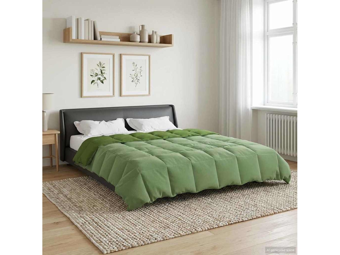 Vidaxl Duvet De Ano Inteiro 220 X 240 Cm 4 Estações Verde Respirável