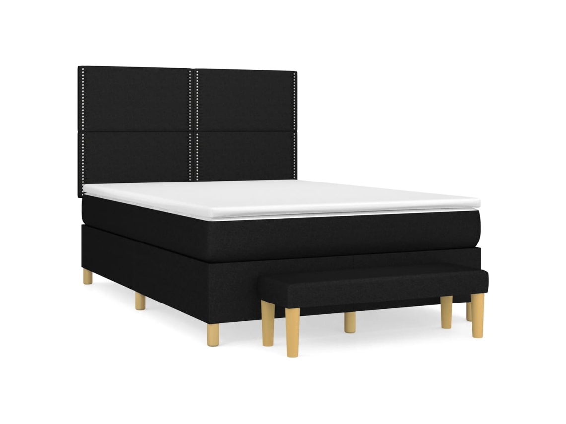 Cama com Molas/colchão 140x200 Cm Tecido Preto MAISON EXCLUSIVE