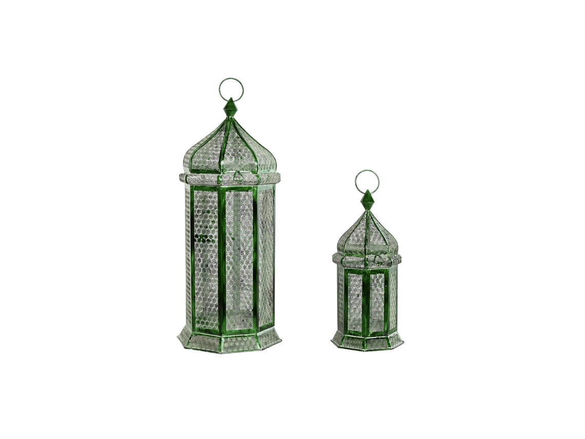 Conjunto de 2 Postes de Iluminação Pública em Metal Verde, 23x23x57cm ALEXANDRA HOUSE LIVING