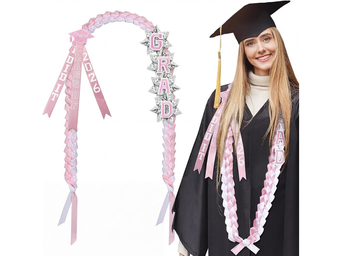 Colar com coroa de flores rosa para formatura 2026 160cm SIURN