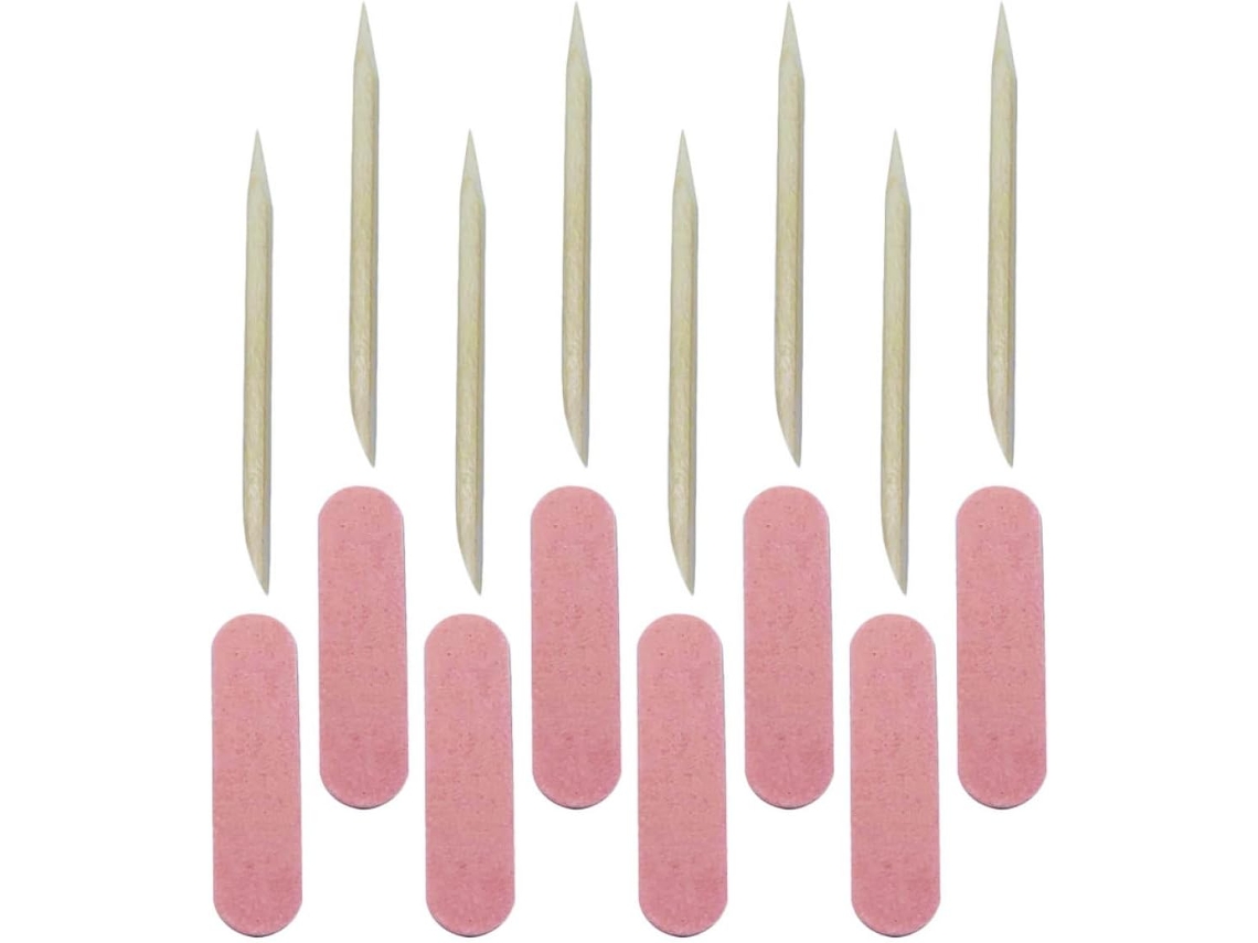 Kit de manicure com 2 peças: Palitos de madeira para unhas lisas e linhas polidas.